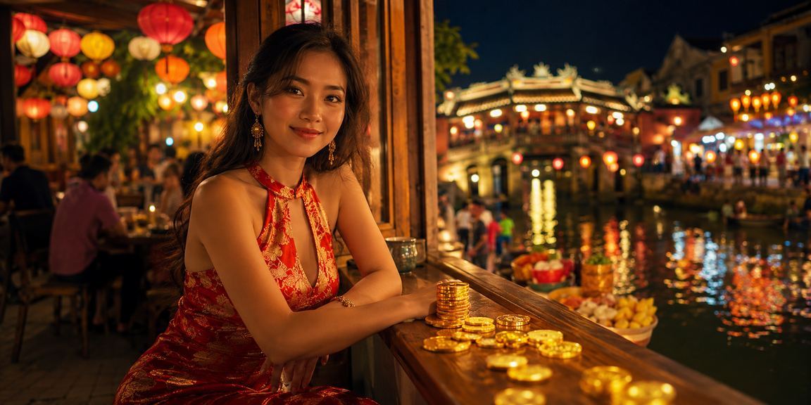 Người dùng Việt Nam tận hưởng cà phê tại Hội An trong khi nạp tiền và nhận bonus trên điện thoại p6000